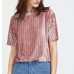 PINK VELVET  SHORT SLEEVES T-SHIRT XS